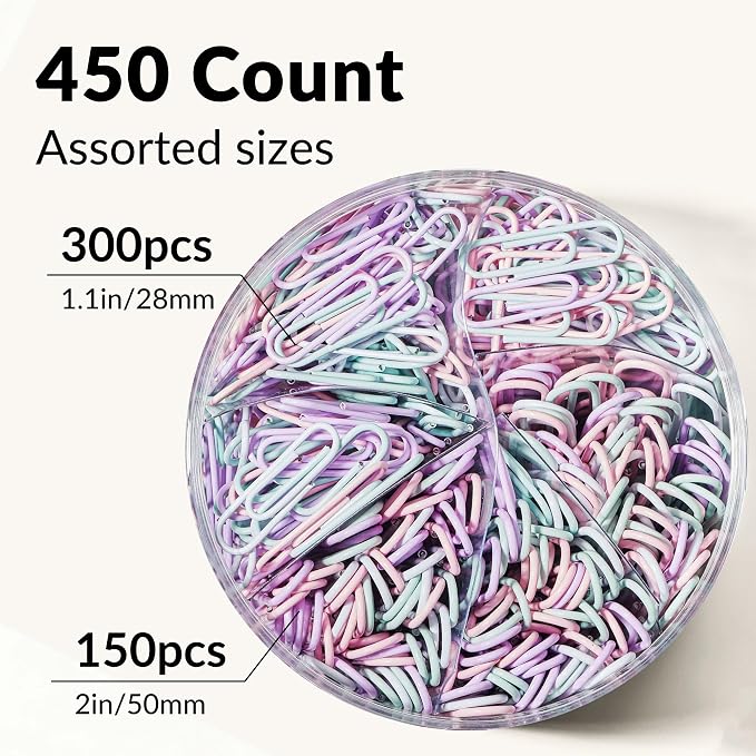 NEEWAY 450pcs Paper Clips Assorted Sizes, Small and Large Paper Clips, Coated - Image 3