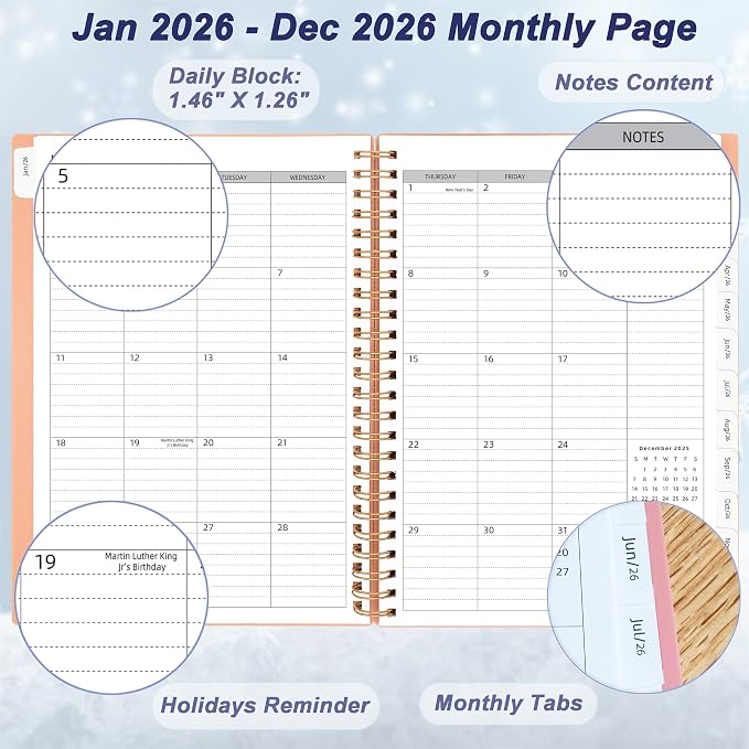 Day Planner 2026, Weekly and Monthly Planner 2026, Jan 2026-Dec 2026, 6.2" x - Image 3