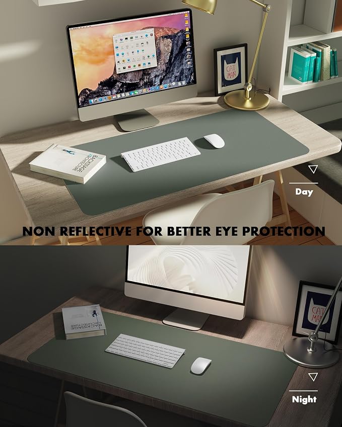 YSAGi Double-Sided Desk Pad, 31.5"x15.7"Leather Desk Mat, Eco Cork Desk Pad - Image 4