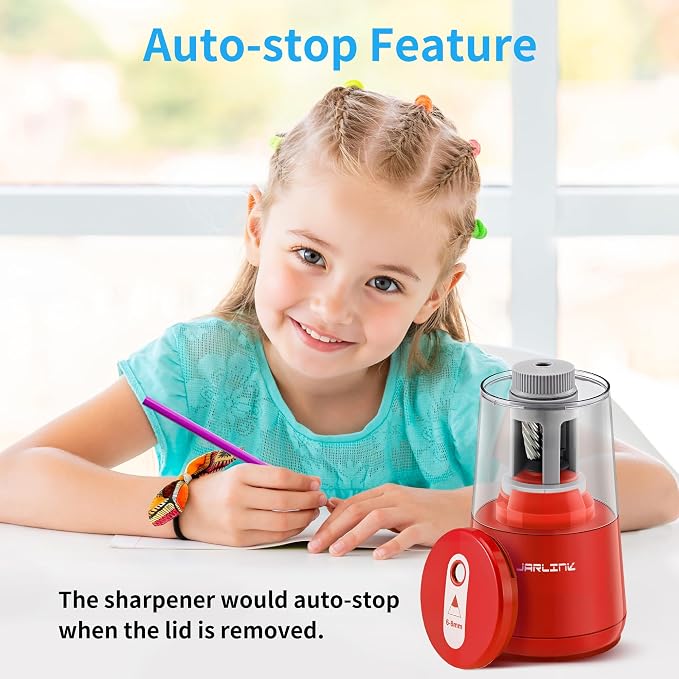 JARLINK Electric Pencil Sharpener, Heavy-Duty Helical Blade to Fast Sharpen - Image 8