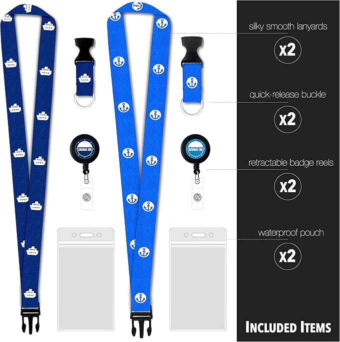 Cruise On Cruise Lanyard for Ship Cards – 2-Pack Retractable Badge & Waterproof - Image 3