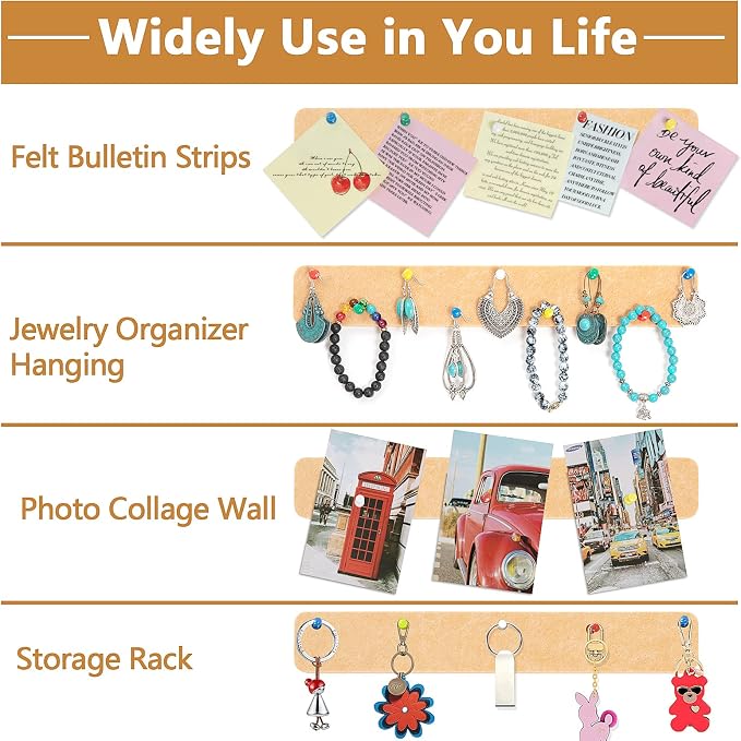 5 Pack Felt Pin Board Bar Strips Bulletin Board - Image 4