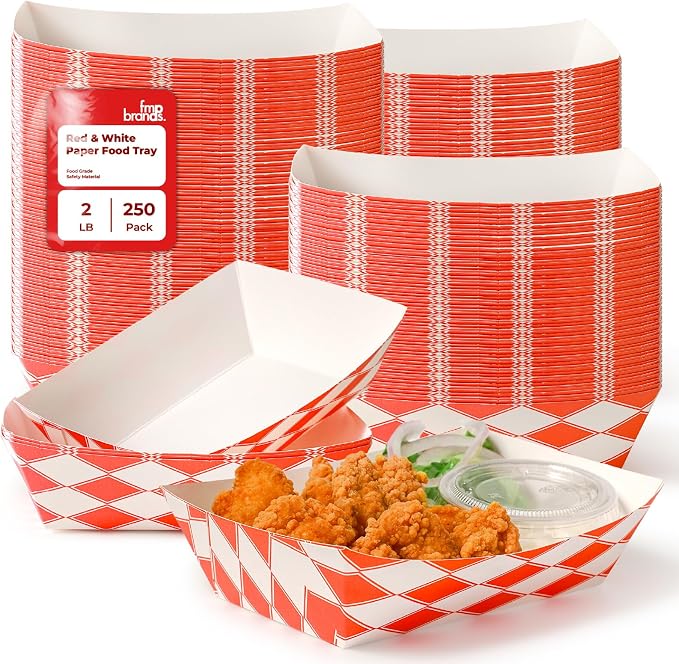 Fit Meal Prep [250 Pack 2 lb Paper Food Boats Heavy Duty Disposable Food Trays by FMPBRANDS