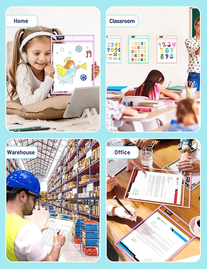 SUNEE 35 Packs Oversized Reusable Dry Erase Pocket Sleeves - Image 7