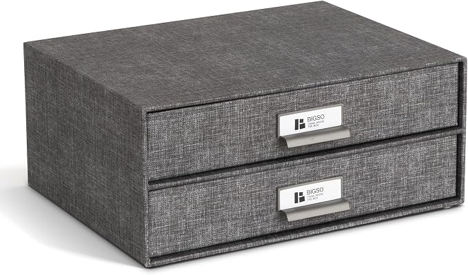 Bigso Birger 2-Drawer Canvas Fiberboard Easy Pull Handle Box - Image 3