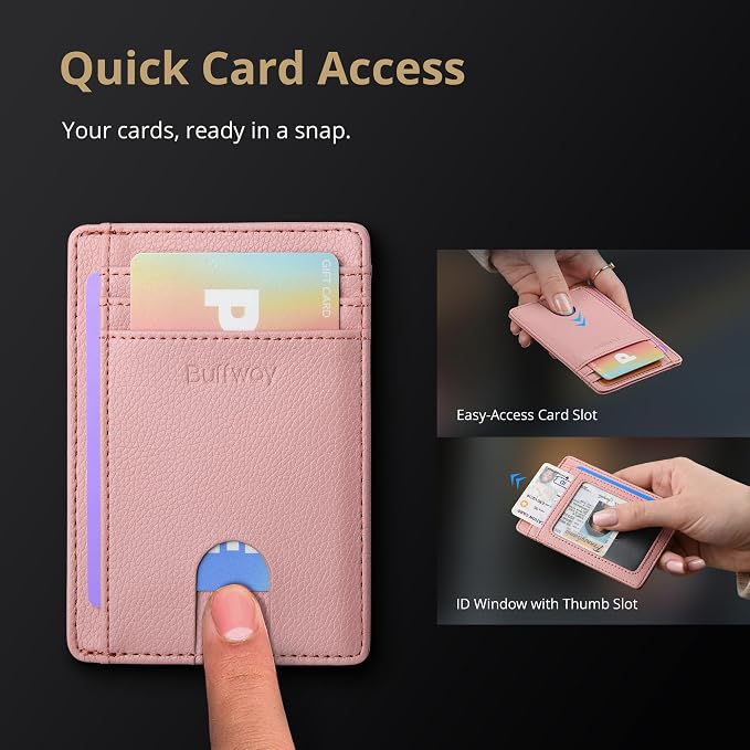 Buffway Slim Minimalist Front Pocket RFID Blocking Leather Wallets - Image 3
