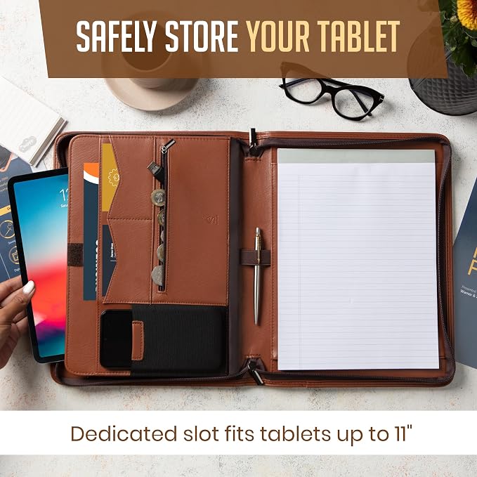 STYLIO Zipper Padfolio Portfolio Binder Organizer | Faux Leather Portfolio - Image 3