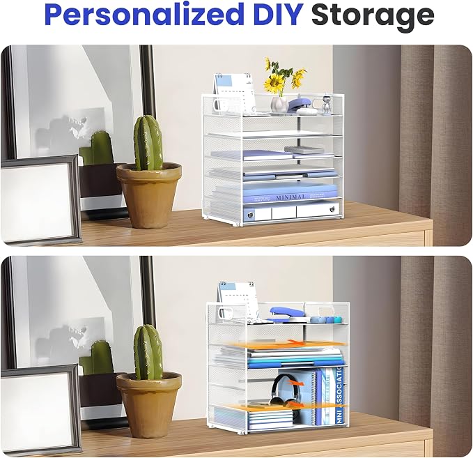 Daltack 6 Tier Paper Organizer for Desk, Paper Letter Tray Organizer for Desks - Image 3