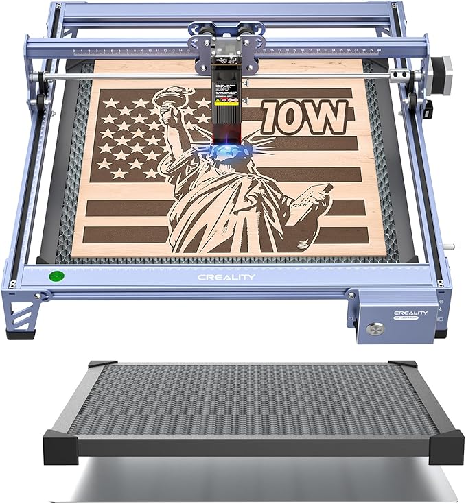 Creality Falcon 10W Laser Engraver Machine with Honeycomb Laser Bed 500x500, 10000mm/min, 0.06mm Laser Cutter for Wood, Acrylic, and Metal, Easy Setup, Ready to Work Out of The Box-DeskLoop Office