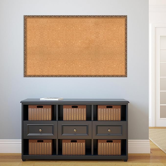 Amanti Art Natural Cork Board for Wall, 30x50 Vision Board with Bronze Frame, Oversize Corkboard Office Decor for Home Organization, Traditional Corkboard Pinboard to Display Items for Home-DeskLoop Office