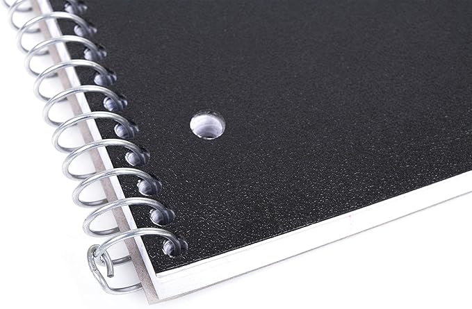 Mintra Office Durable Spiral Notebooks, 1 Subject, (Black, College Ruled 3 Pack), 100 Sheets, Poly Pocket, Moisture Resistant Cover, Strong Chipboard back, For School, Office, Business,
