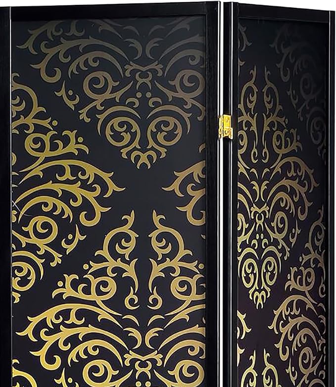 NicBex Room Divider 4 Panel Room Dividers with Damask Print Partition Room Dividers and Folding Privacy Screens Wall Divider for Home, Office, Room Separation,69.5" W x 0.75" D x 70.25" H, Black-DeskLoop Office
