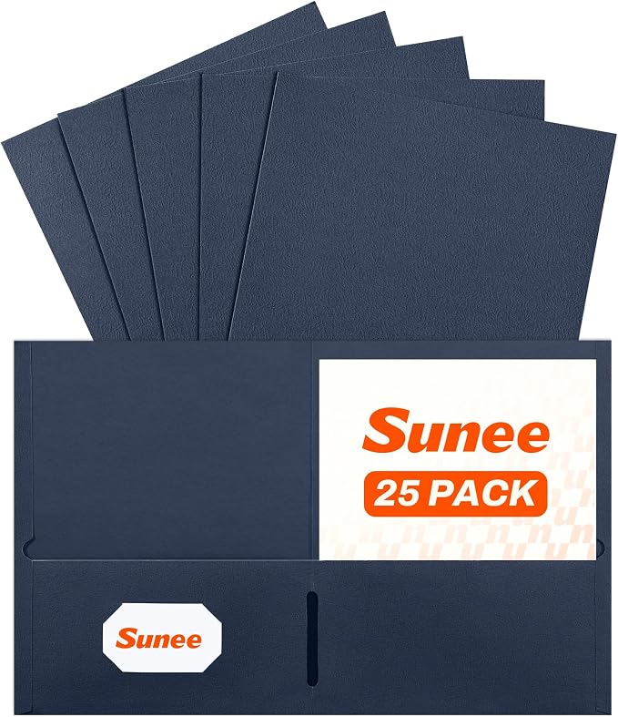 SUNEE Folders with Pockets, 2 Pocket Folders Fit Letter Size Paper, Paper File by SUNEE