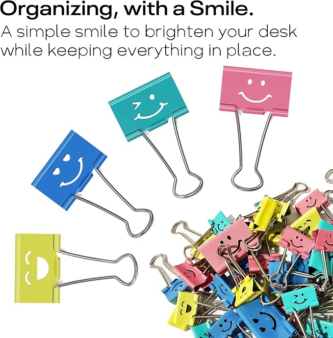 Optomni Binder Clips, 62 Pack, Medium & Large, Colorful Metal Paper Clips - Image 6