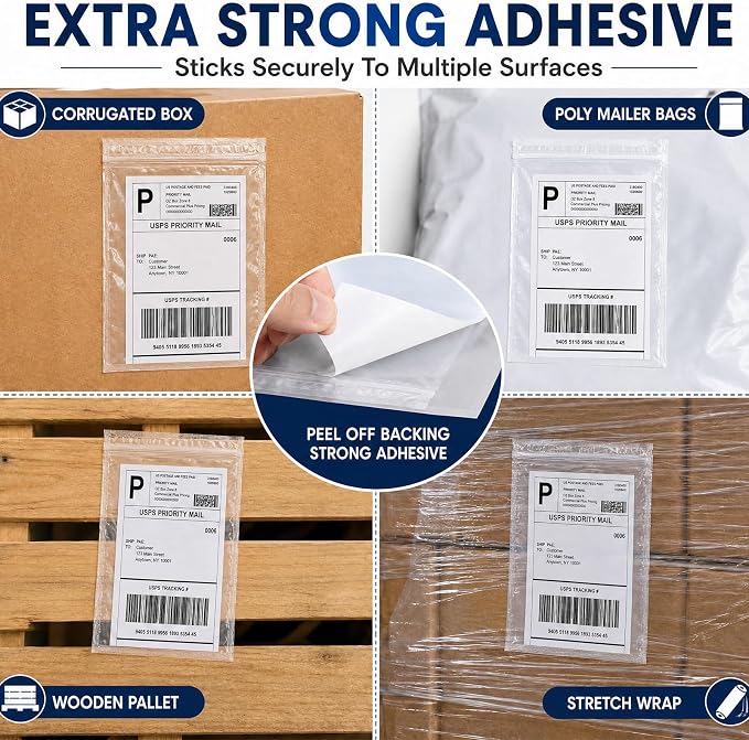 Glenmal 100 Pcs 6.7" x 10" Resealable Packing List Envelopes Clear - Image 7