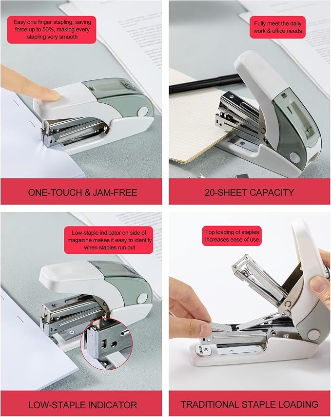 PAPERPAL Effortless Stapler Set, 20 Sheet Capacity, 000 1/4-inch staples and a - Image 4