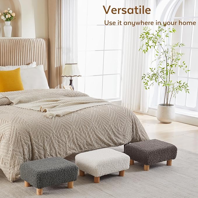Small Foot Stool Ottoman, Sherpa Footstool Ottoman Foot Rest - Image 8