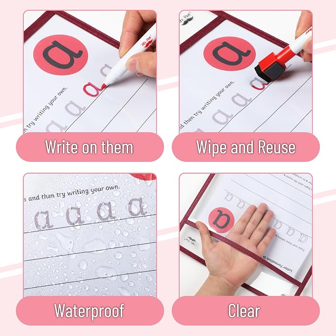Mr. Pen- Reusable Dry Erase Pocket Sleeves, 12 Pack, Colorful | Sunset Color - Image 6