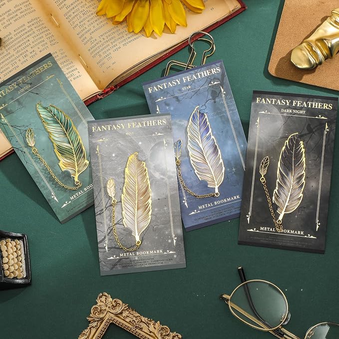 4 Pieces Metal Feather Bookmarks - Image 2