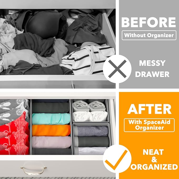 SpaceAid Drawer Organizer Clothes, 12 Pack Dresser Organizer Bins - Image 2