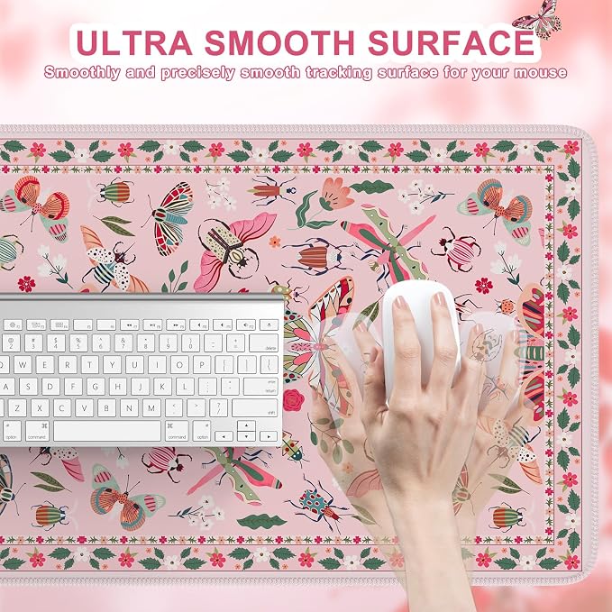 iCasso Pink Desk Pad Mat, XXL Large Mouse Pad, Desk Matt - Image 3
