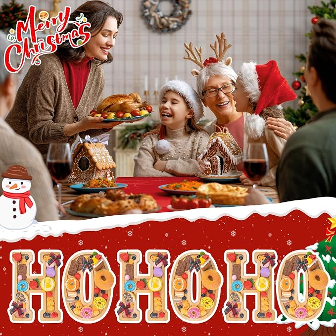 6PCS Bamboo Christmas Decorations Letters Charcuterie Board Box- HOHOHO - Image 6