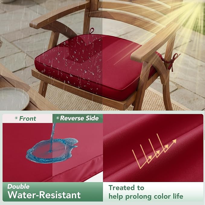 Outdoor Chair Cushions Set of 4: Waterproof & Fade Resistant Patio Furniture - Image 3