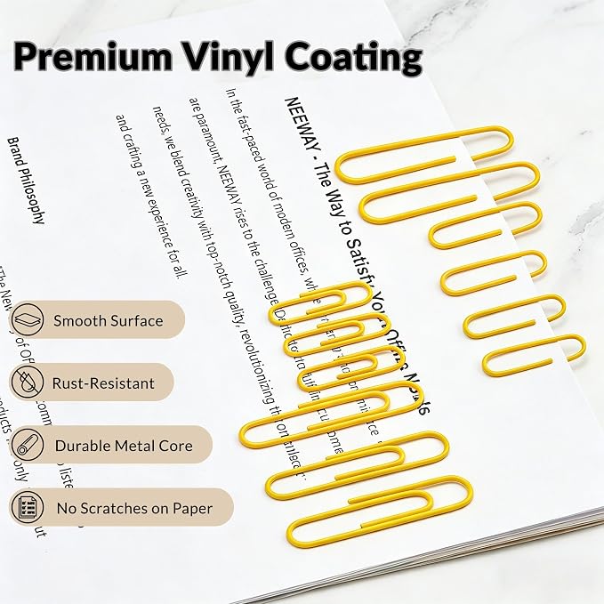 NEEWAY 450pcs Paper Clips Assorted Sizes, Small and Large Paper Clips, Coated - Image 5