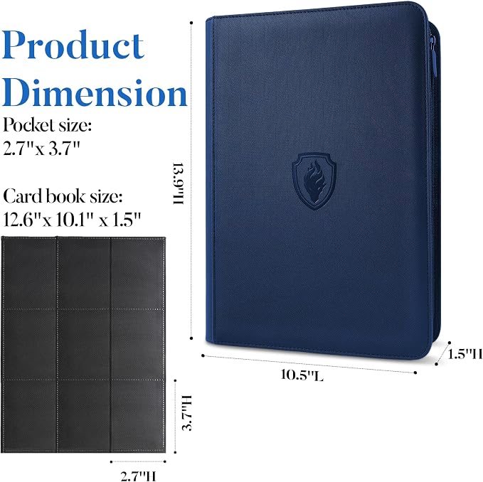 Premium Zip Card Binder, Fabmaker 9 Pocket Trading Card Binder, PU Cover Zipper - Image 6