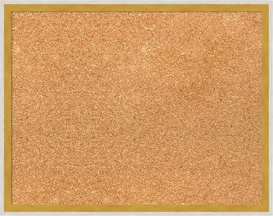 Amanti Art Natural Cork Board for Wall, 15x19 Vision Board with White Frame, Small Corkboard Office Decor for Home Organization, Modern Corkboard Pinboard to Display Items for Home Organization in-DeskLoop Office