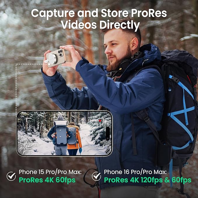 1TB Magnetic Portable SSD, External Solid State Drives with USB-C 3.2 Gen 2x2, Speed Up to 2000MB/s, Compact & Durable, Compatible with iPhone 15/16 Series and Other USB-C Devices, White-DeskLoop Office