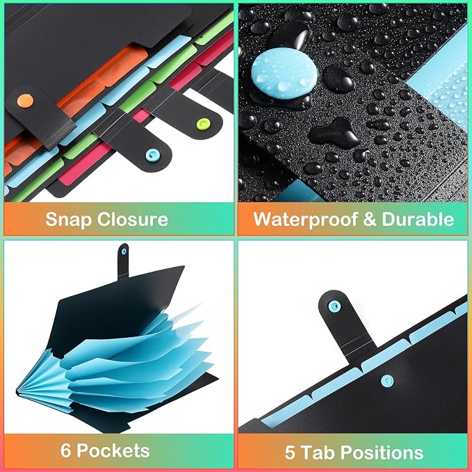 Epakh 8 Pack Expanding File Folder Organizer, 6 Pockets Expanding Folder - Image 4