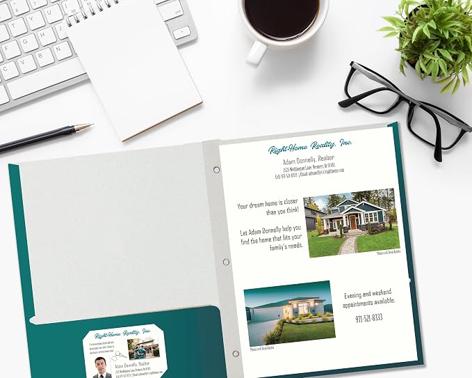 Better Office Products Teal Paper 2 Pocket Folders - Image 5