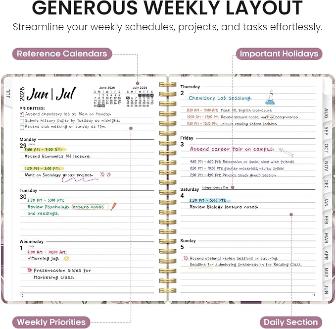 Planner 2026-2027, Academic Year Weekly and Monthly Calender Planner, from Jul - Image 3