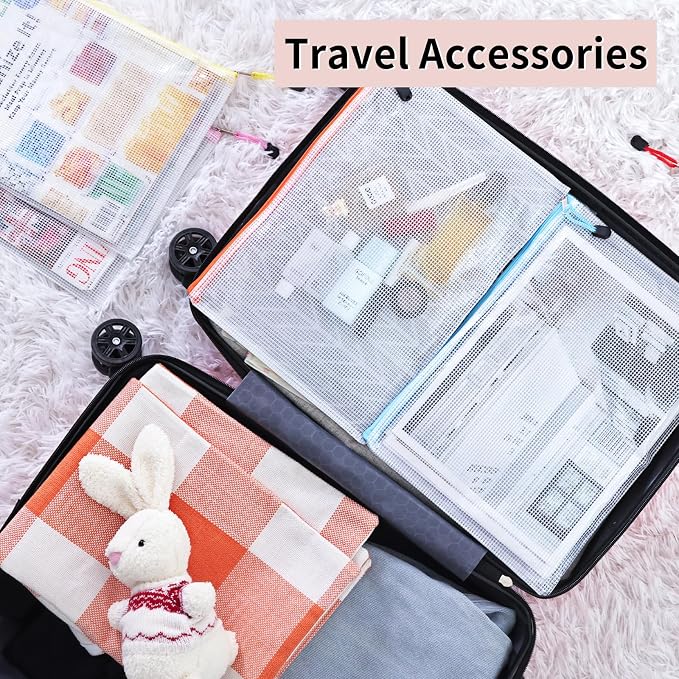 EOOUT 72pcs Mesh Zipper Pouch, A4 Size, 12 Colors Zipper Bags - Image 6