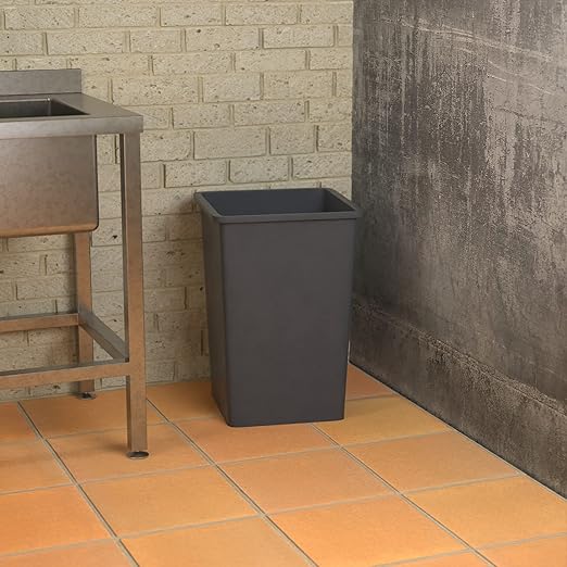 35 Gallon Grey Square Commercial Trash Can-DeskLoop Office