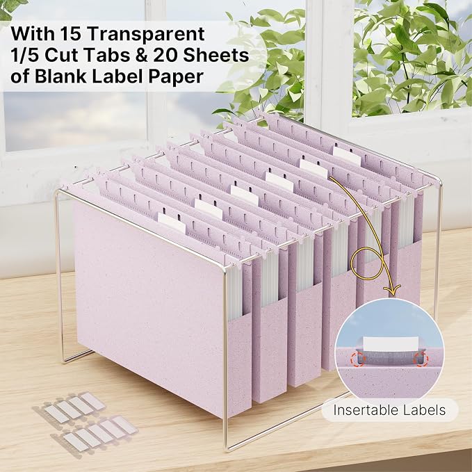 XINGIA Hanging File Folders Letter Size, Heavy Duty 1" Expanding Hanging File - Image 5