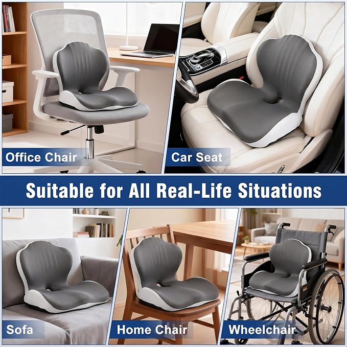 Car Seat Cushion with Lumbar Support Pillow, Memory Foam Office Chair Cushion - Image 7