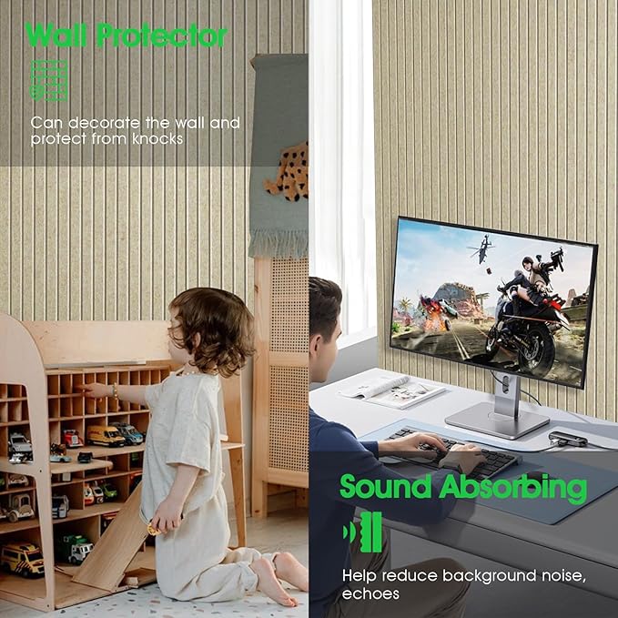 Large Cork Board for Office, 8 Pack Felt Wall Tiles with Slat Wall Paneling, Felt Bulletin Board Pin Board Cork Boards for Walls (Tan)-DeskLoop Office