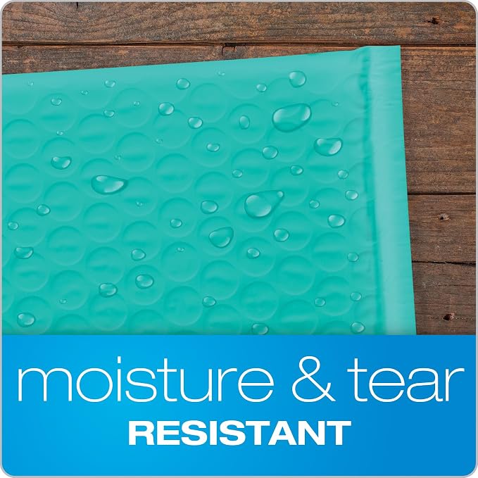 Quality Park Bubble Mailers, 6 x 9 Inch, Teal Poly Mailers, Padded Envelopes - Image 2