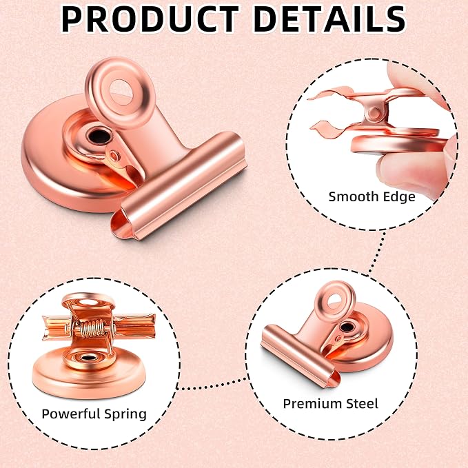 Grtard 24pack Rose Gold Magnetic Clips, Strong No-Scratch Refrigerator Magnets - Image 4