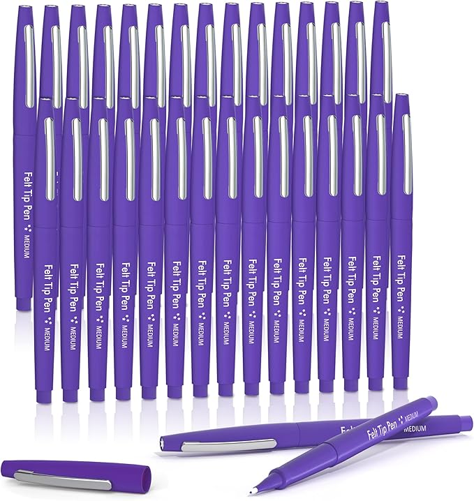 Lelix Felt Tip Pens, 30 Purple Pack, 0.7mm Medium Point, Felt Tip Markers Pens for Journaling, Writing, Note Taking, Planner, Perfect for School Office and Art Supplies-DeskLoop Office