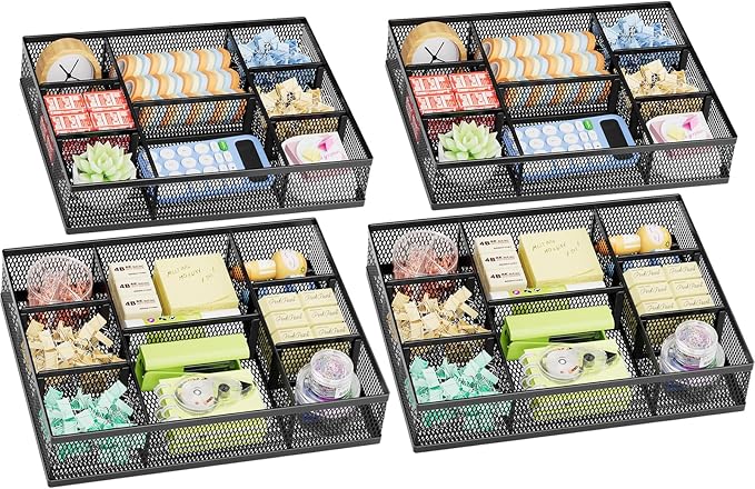 Marbrasse 2 Pack Desk Drawer Organizer, Mesh Drawer Organizer Tray by Marbrasse