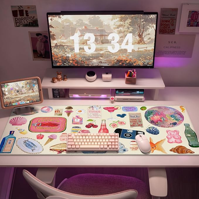 iCasso Cute Desk Mat, Large Waterproof Mouse Pad, Non-Slip Desk Protector - Image 8