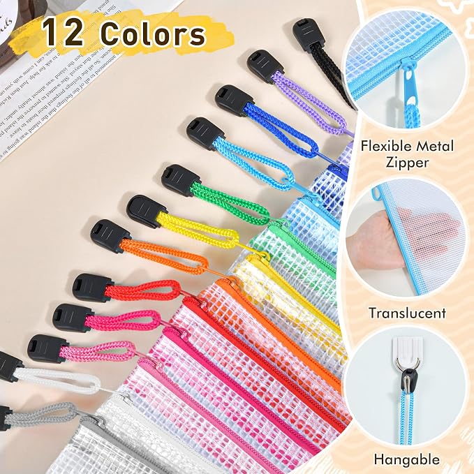 42pcs Mesh Zipper Pouch Bags, 8 Sizes Plastic Zippered Storage Bags - Image 3