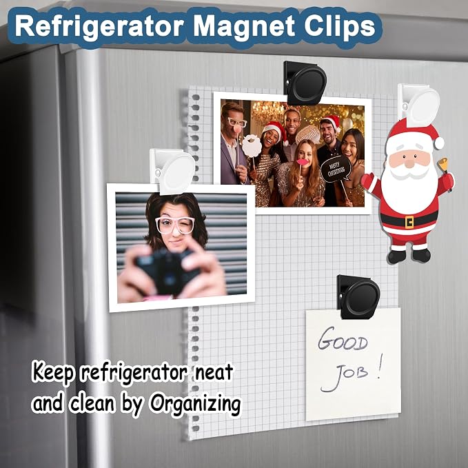 BamLue 12 Pieces Fridge Magnet Clips, Refrigerator Whiteboard Wall Fridge Memo - Image 2