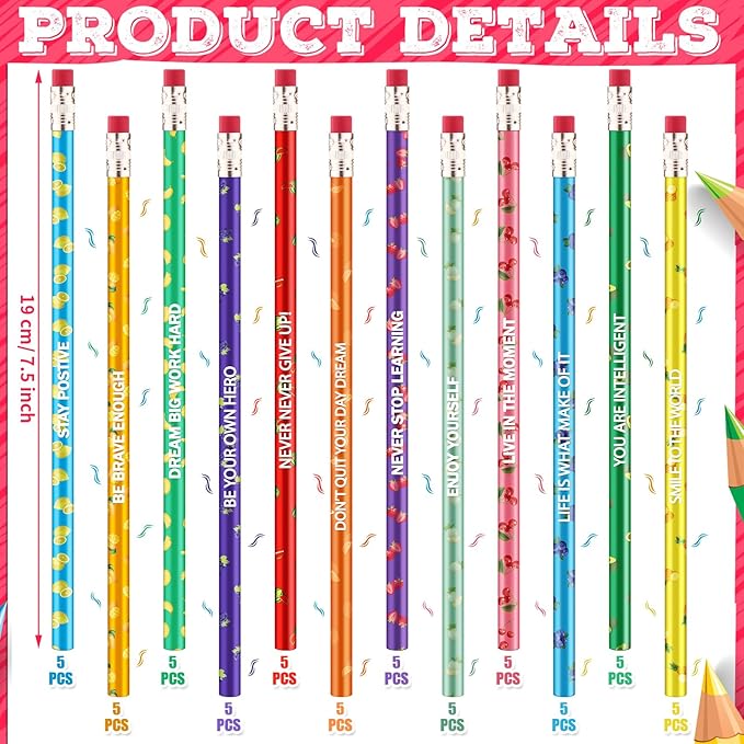 60 Pcs Scented Pencils Bulk for Kids Inspirational Motivational Cute Fun Fruit Wood Smelly Graphite Pencils with Erasers for School Classroom Office Students Girls Boys Gifts Supplies-DeskLoop Office