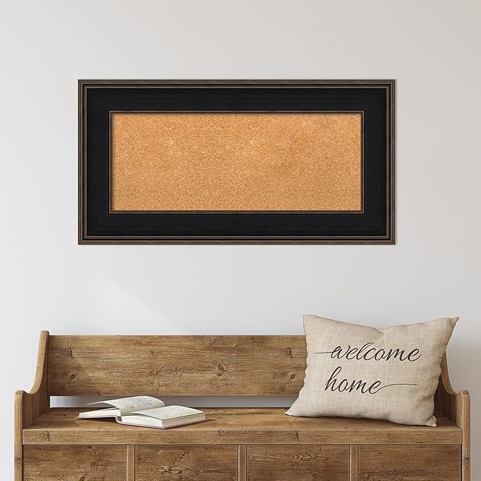 Amanti Art Natural Cork Board for Wall, 20x38 Vision Board with Brown Wood Frame, Medium Corkboard Office Decor for Home Organization, Casual Corkboard Pinboard to Display Items for Home Organization-DeskLoop Office