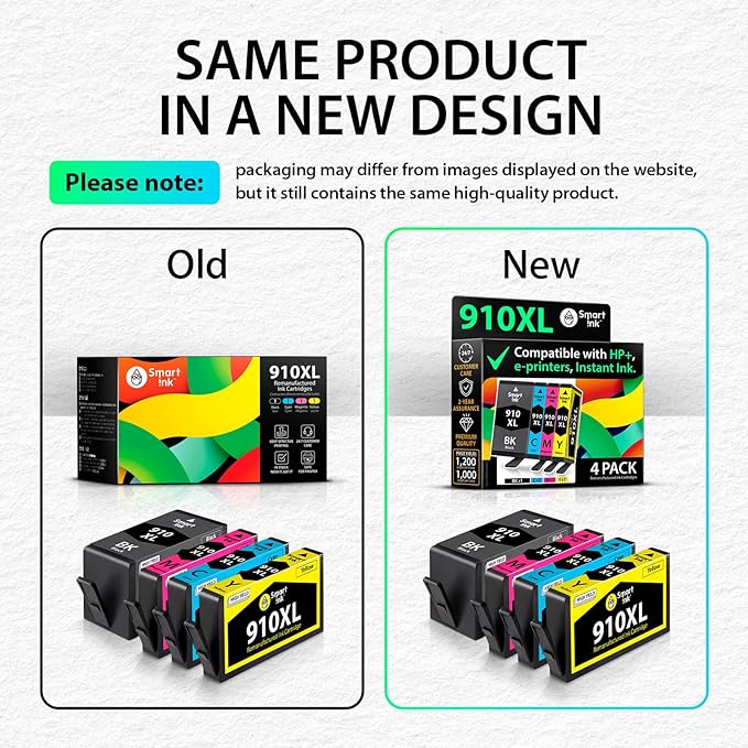 Smart Ink Remanufactured Ink Cartridges Replacement for HP 910XL 910 XL Black and Color Combo Pack to use with OfficeJet Pro 8025e 8025 8028e 8028 8035e 8035 OfficeJet 8015e 8022e 8015 8022 Printers-DeskLoop Office