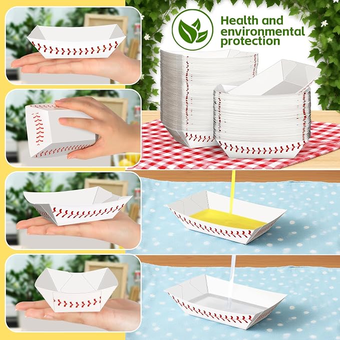 200 Pack 1/2Lb Paper Food Boat Trays, Baseball Birthday Decorations Baseball - Image 3
